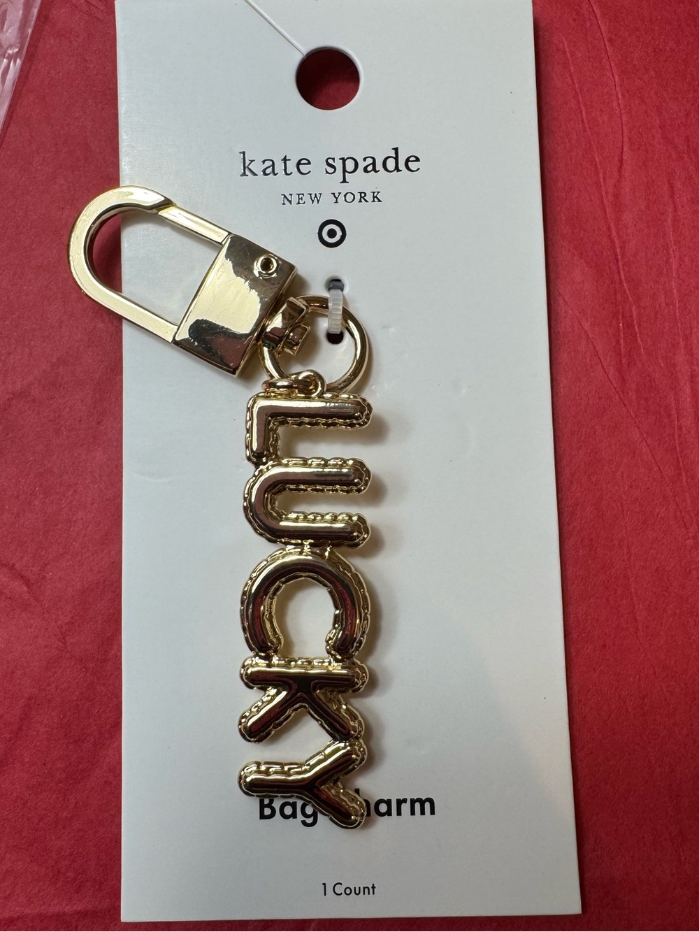 Kate Spade/ Target Limited
Edition Bag Charm- Gold Tone “ LUCKY”